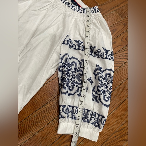 Tommy Hilfiger White and Blue Embroidered Blouse - Picture 4 of 13